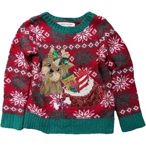 Toddler Girl Ugly Christmas Sweater Red Green Holiday Size XXS (4/5)